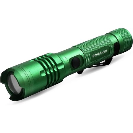OBSERVER TOOLS 1200 Lumen Tactical LED Rechargeable Flashlight Green FL1000-G